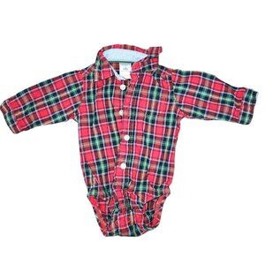 Carter's Shirt Baby Newborn Red Green Tartan Plaid Button Up Dress Christmas